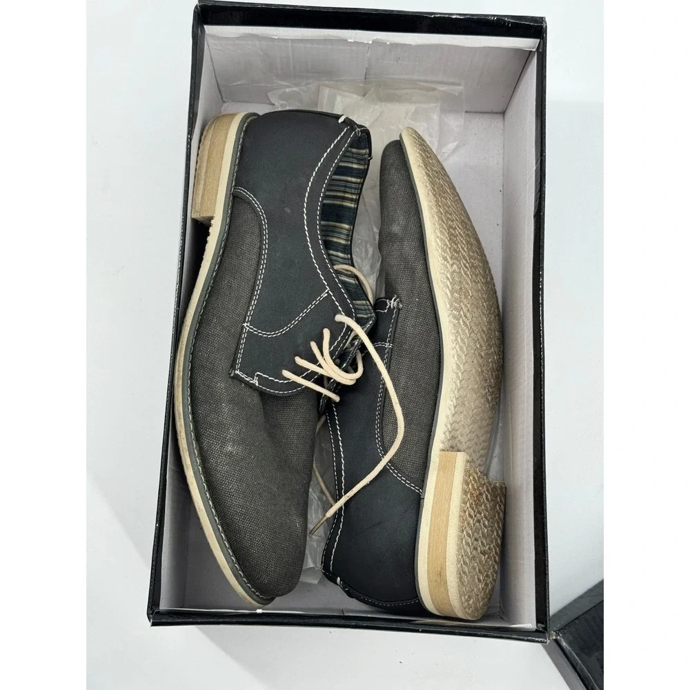 Steve Madden Taro Oxford Shoes Mens 10 Gray‎ Canvas Contrast Stitch Lace  M-TARO